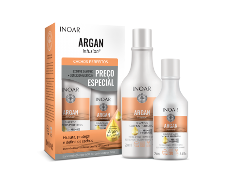 Inoar Argan Infusion Perfect Curl Duo Kit Rinkinys garbanotiems plaukams 500+250ml